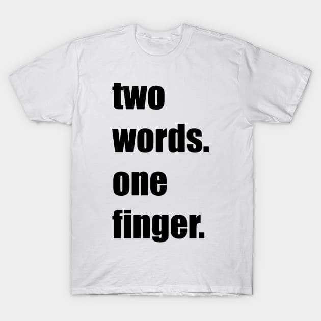 Funny, sarcastic funny gift, best friends gift, two words one finger T-Shirt by snowshade